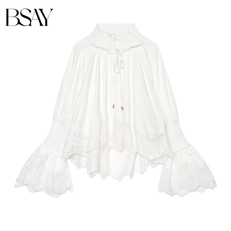 Chic White Lace Embroidered Blouse