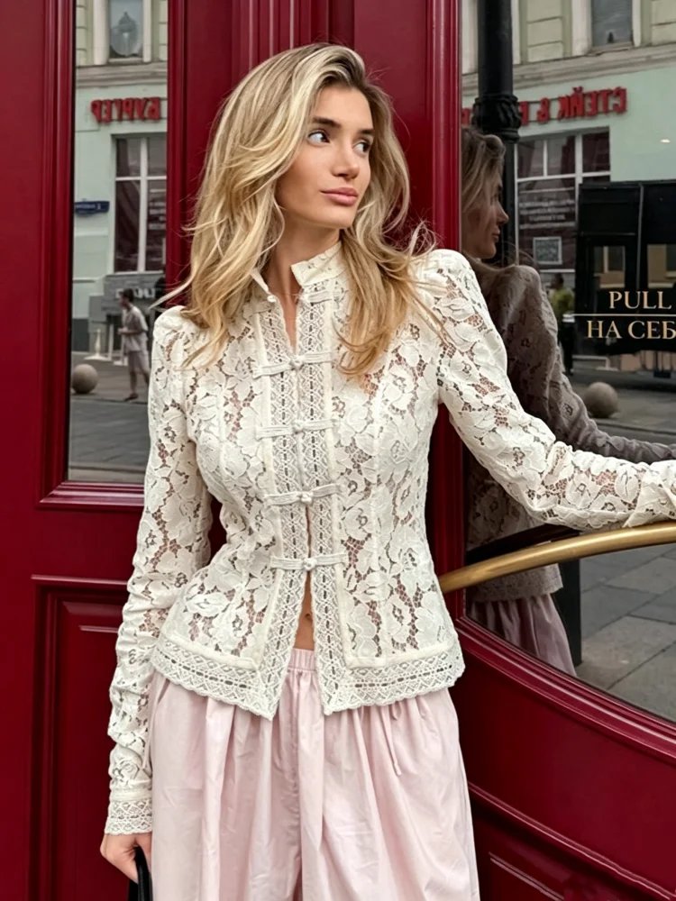 Chic Vintage Lace Blouse for Women