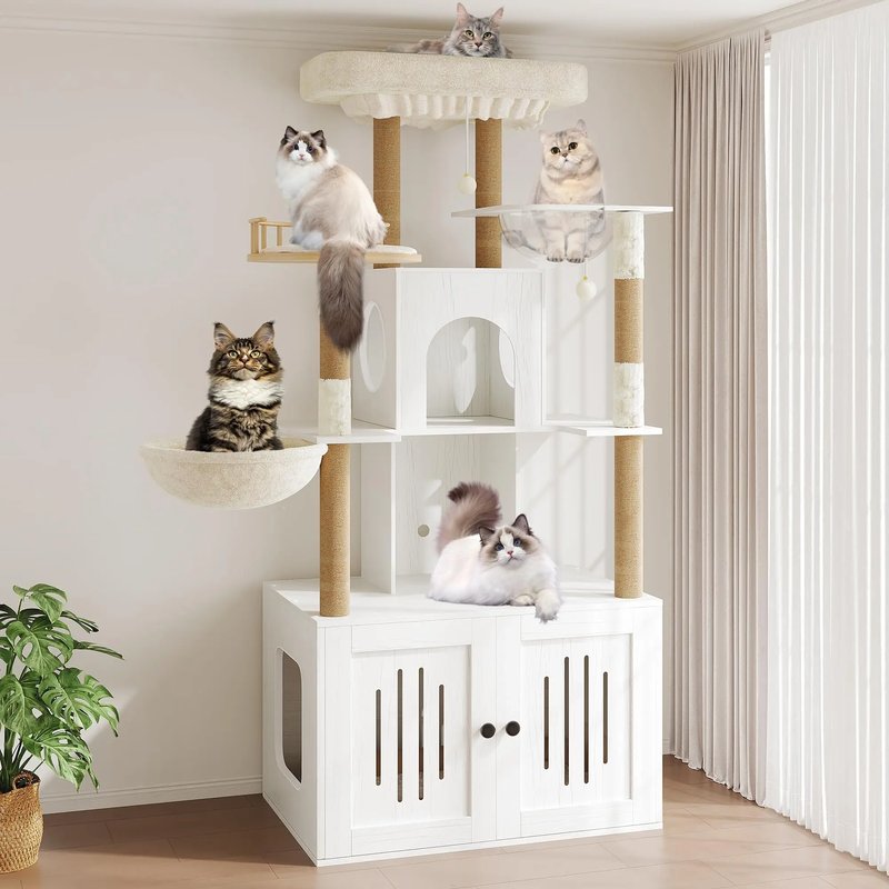 Multi-Level Cat Tree with Litter Box