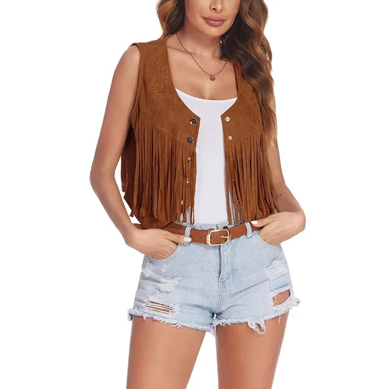 Chic Suede Fringe Vest for Women