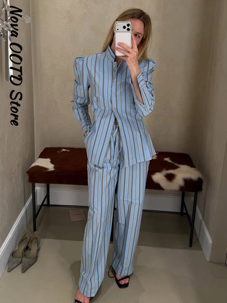 Elegant Vintage Stripe Women's Suit