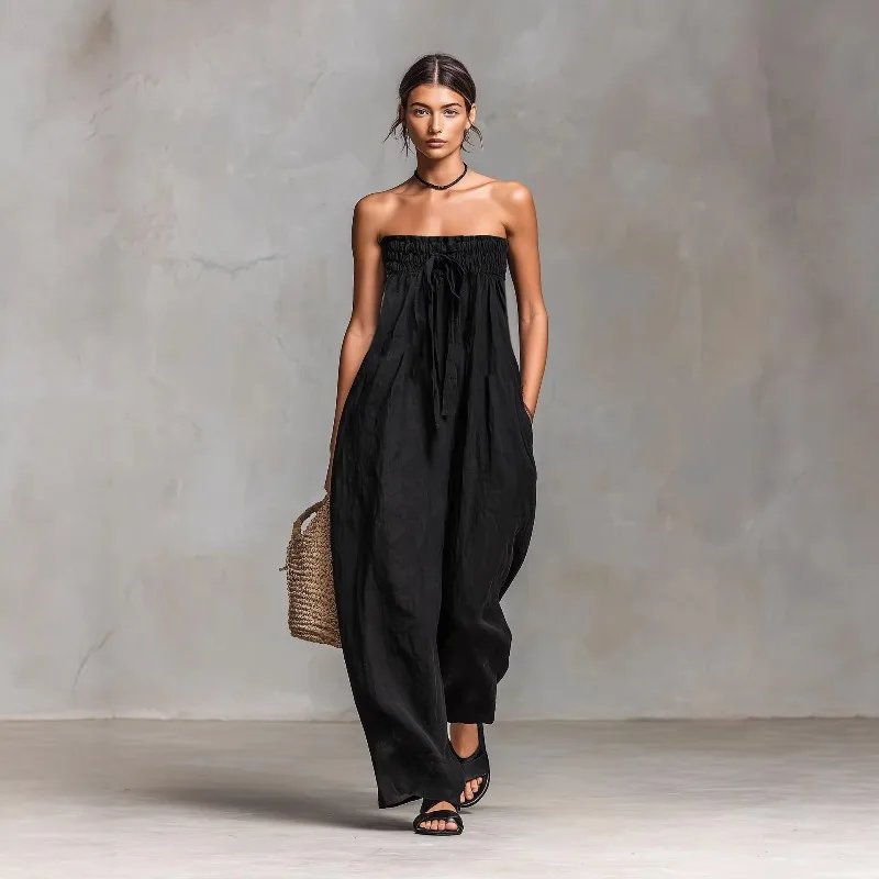 Summer Strapless Linen Jumpsuit