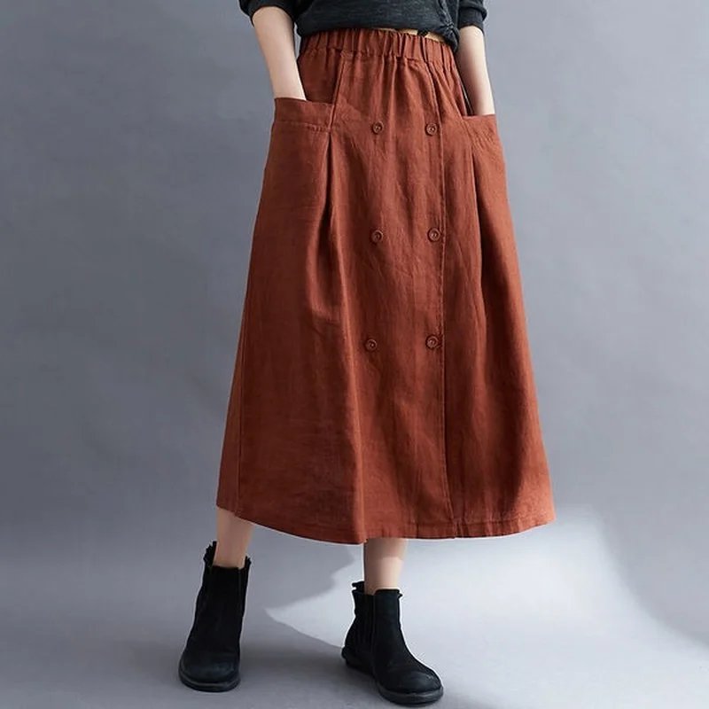 Vintage High-Waisted Midi Skirt