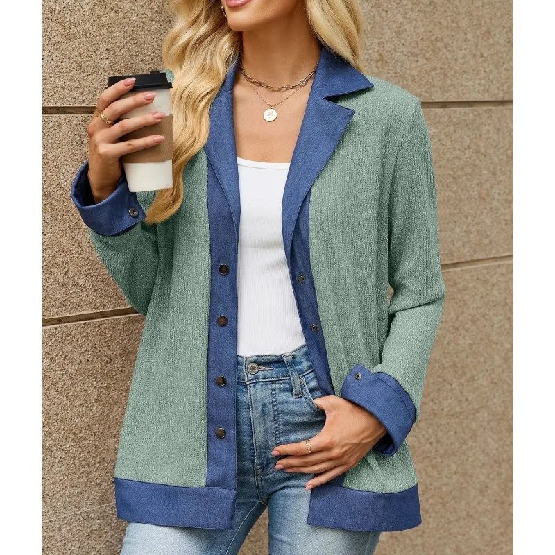 Color Block Knit Jacket for Women