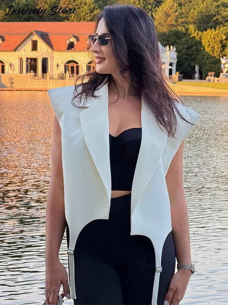 Chic Asymmetric Hem Blazer Vest