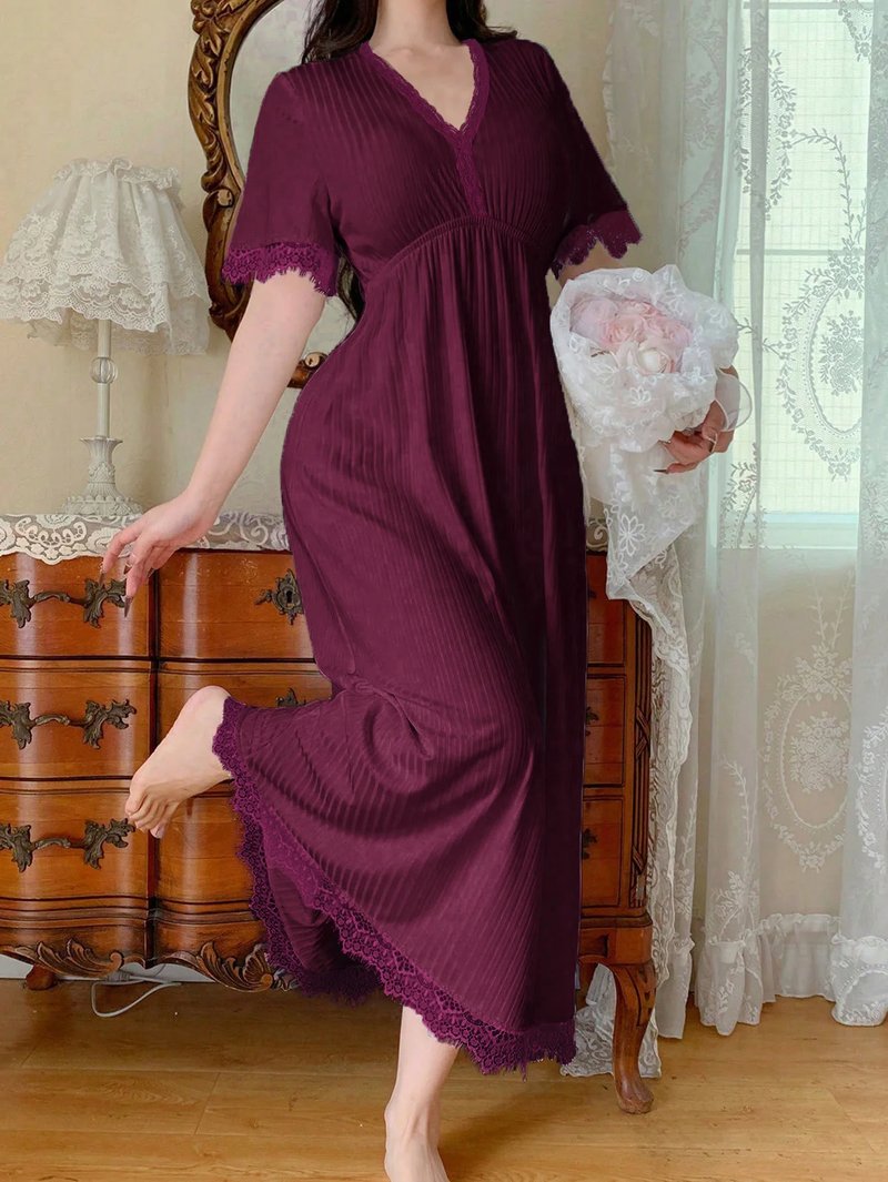 Vintage Dark Purple Lace Nightgown