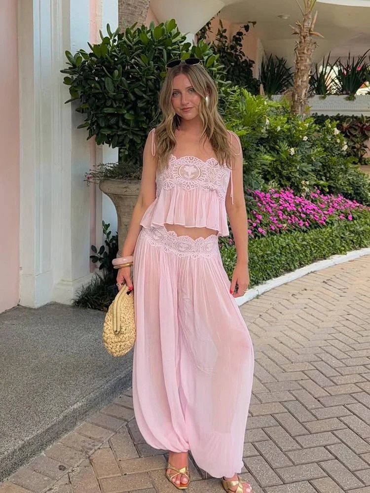 Chic Summer Lace Pants Set