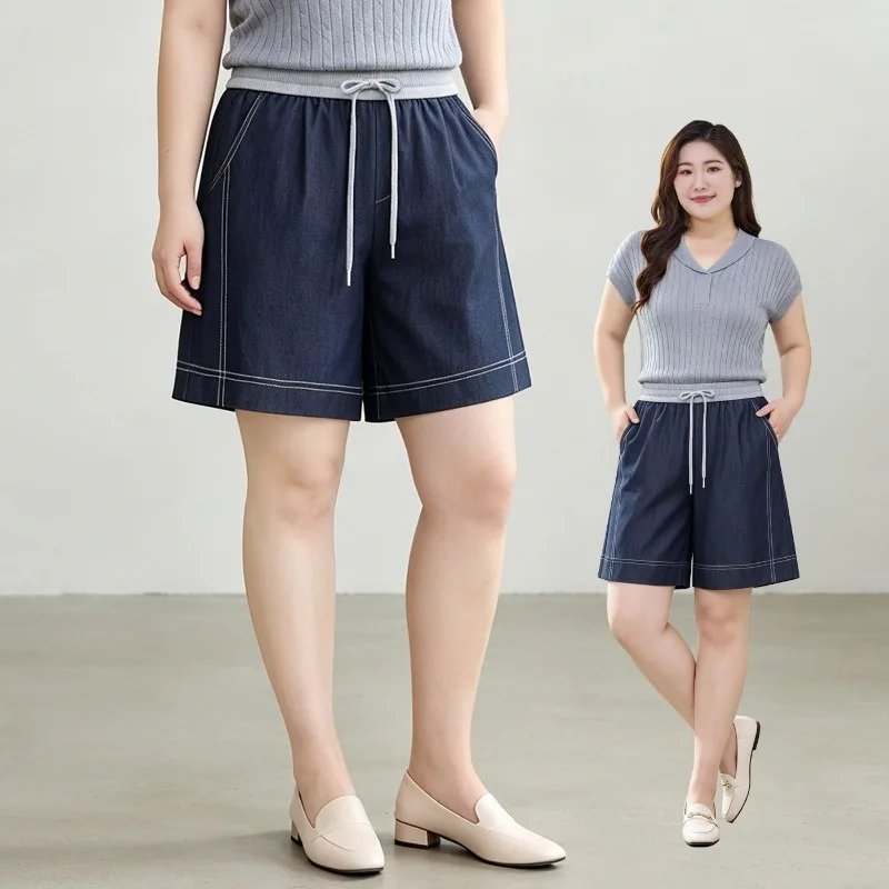 Plus Size Summer Denim Shorts