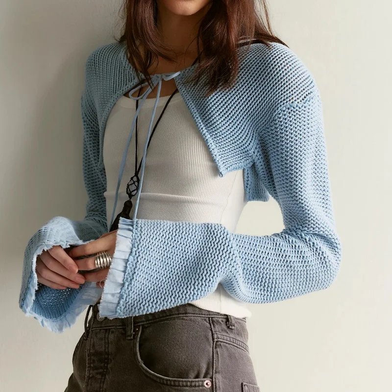 Chic Cropped Knit Cardigan for Women