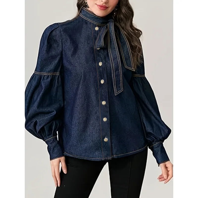 Chic Vintage Denim Blouse