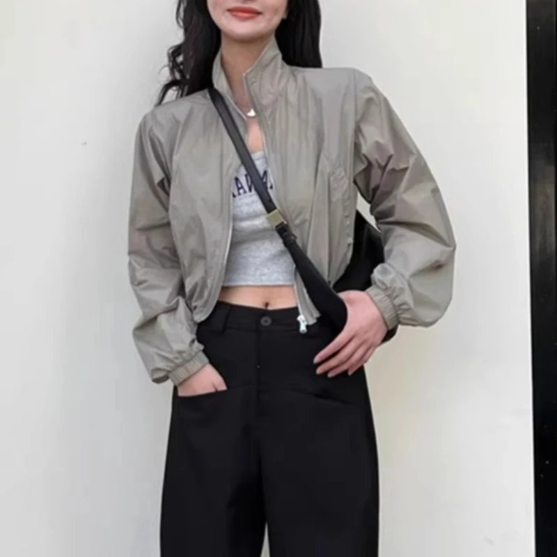 Chic Vintage Cropped Windbreaker Jacket