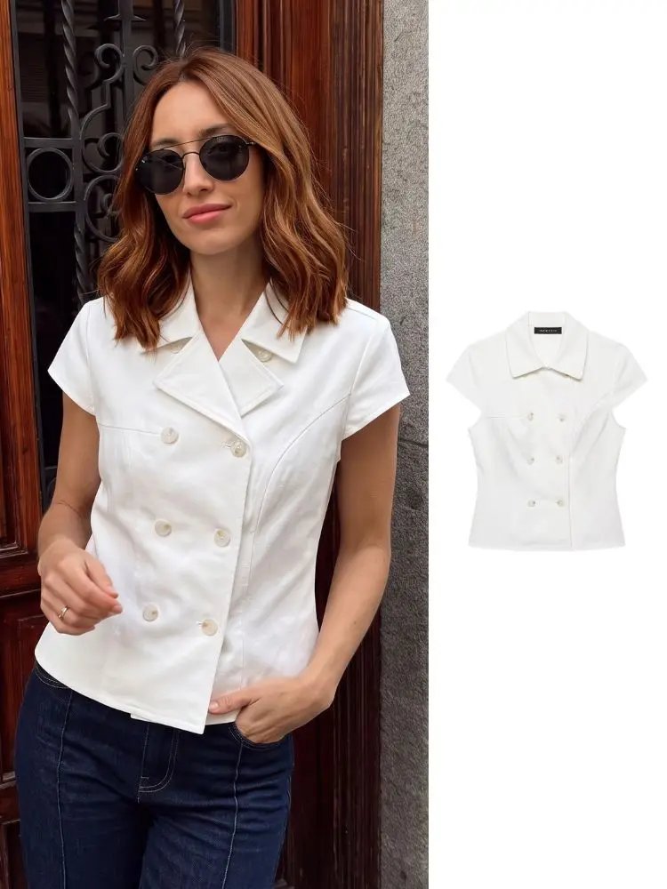 Elegant White Fitted Blouse for Women