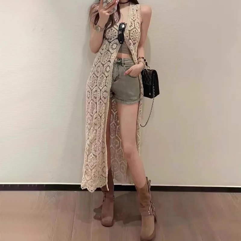 Boho Sheer Longline Duster Vest