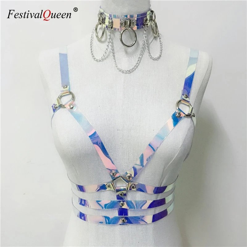 Holographic Crop Top with Choker