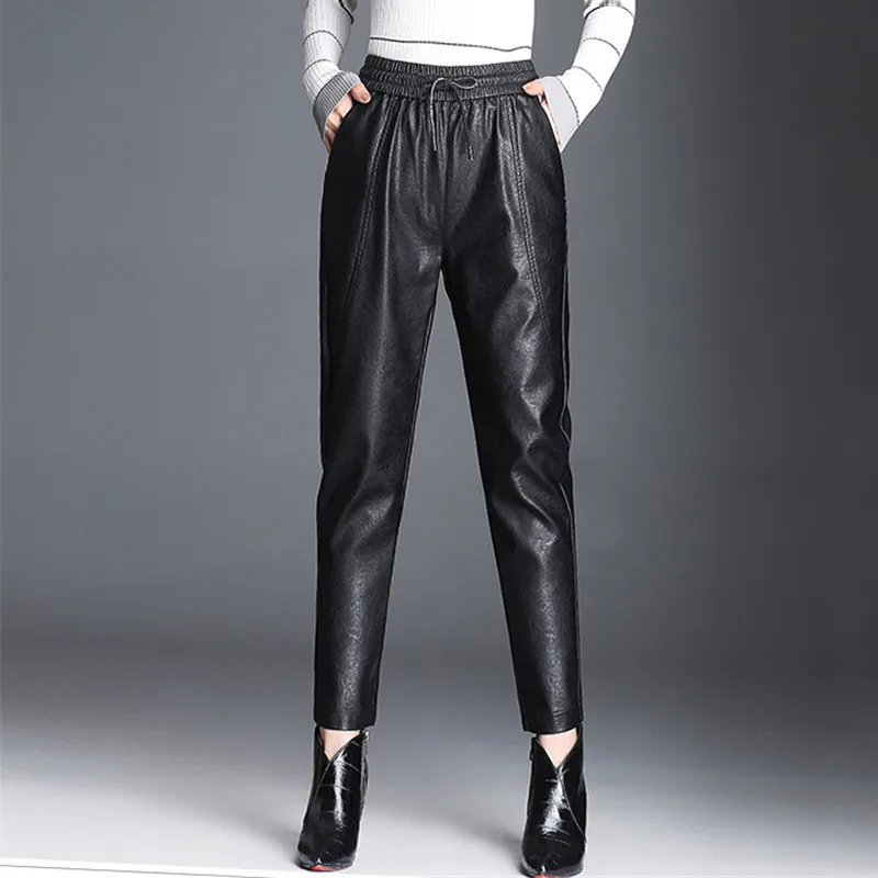 Stylish Women's PU Leather Pants
