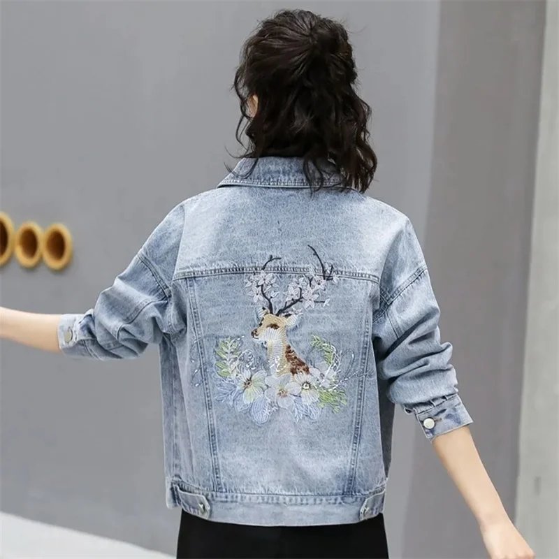Embroidered Denim Jacket for Women