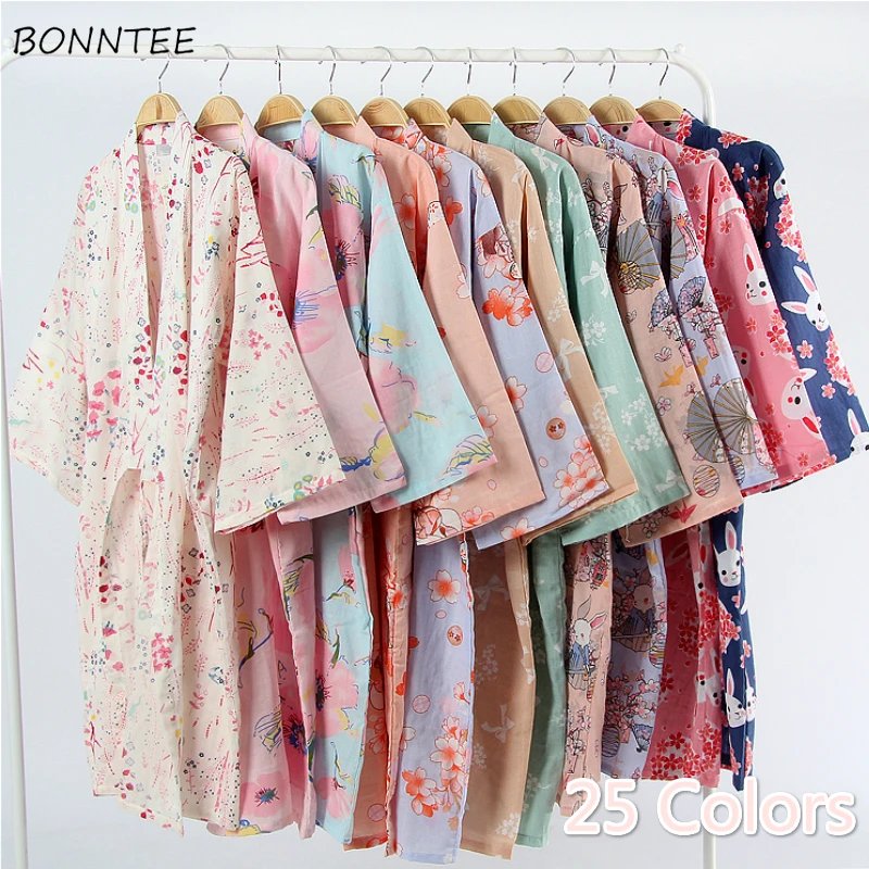 Elegant Summer Cotton Kimono Robe