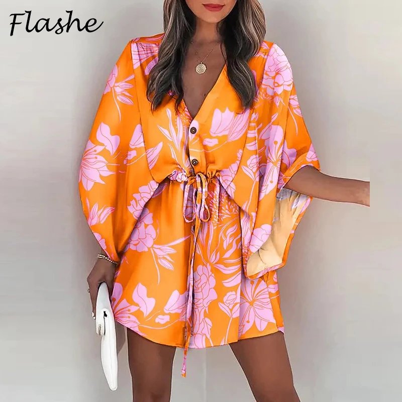 Boho Vintage Print Mini Dress