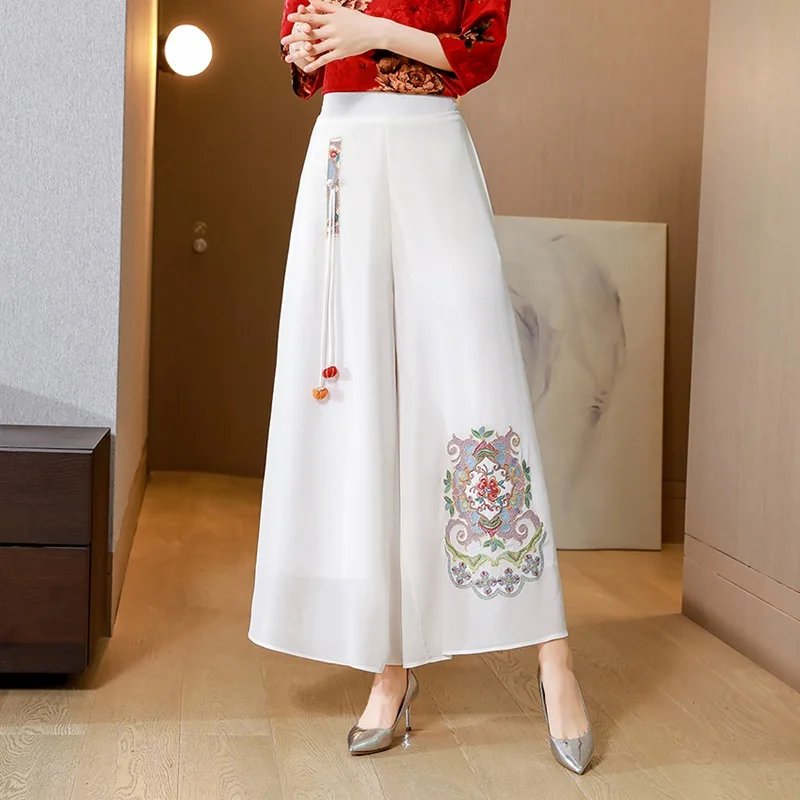 Elegant Floral Wide Leg Pants
