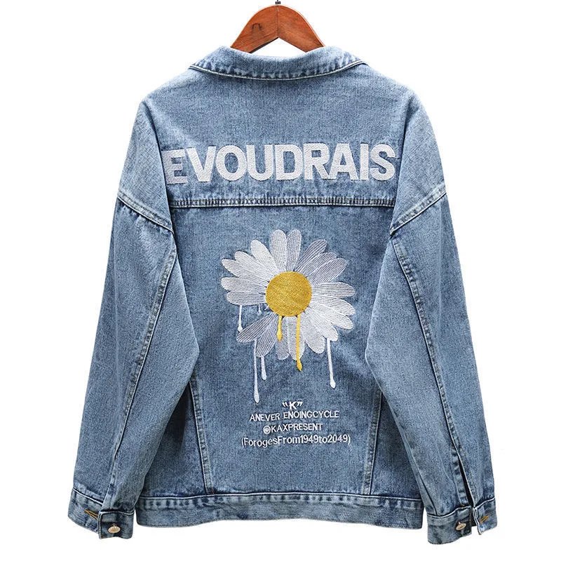 Trendy Women's Embroidered Denim Jacket