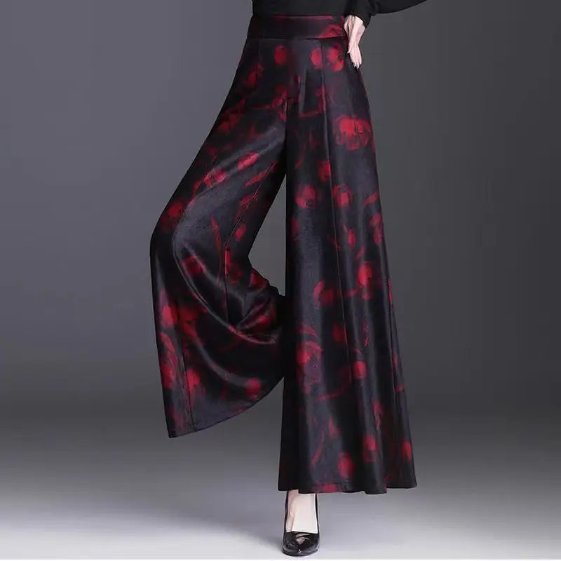 Floral Wide Leg Chiffon Trousers