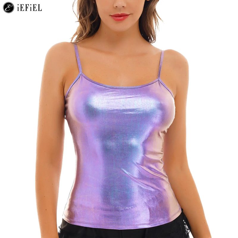 Holographic Spaghetti Strap Tank Top