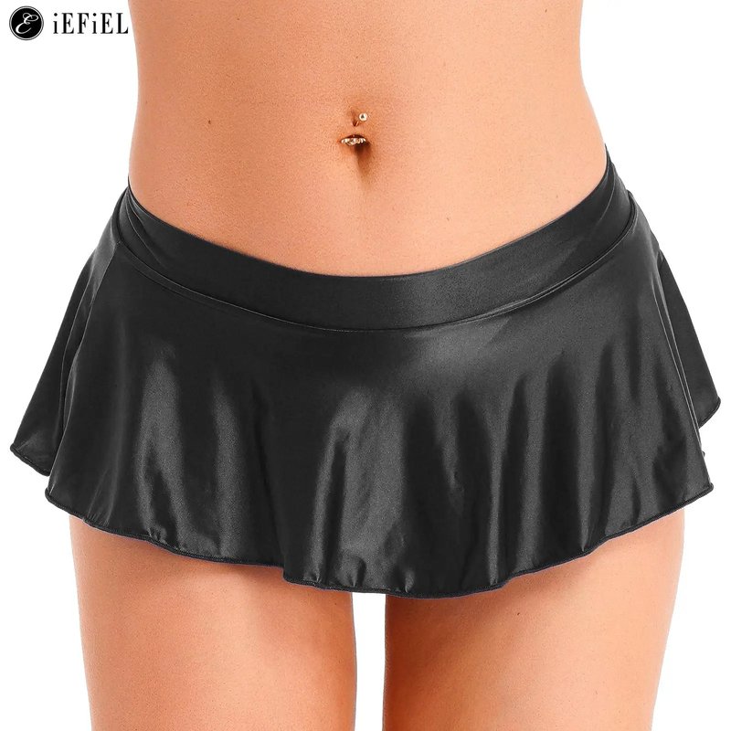 Glossy Ruffled Mini Skirt