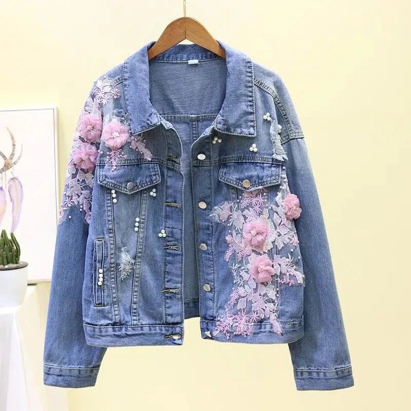 Stylish Embroidered Denim Jacket for Women