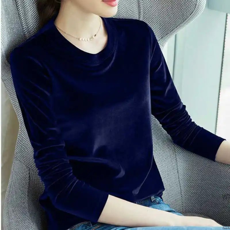 Chic Velvet Long Sleeve T-Shirt