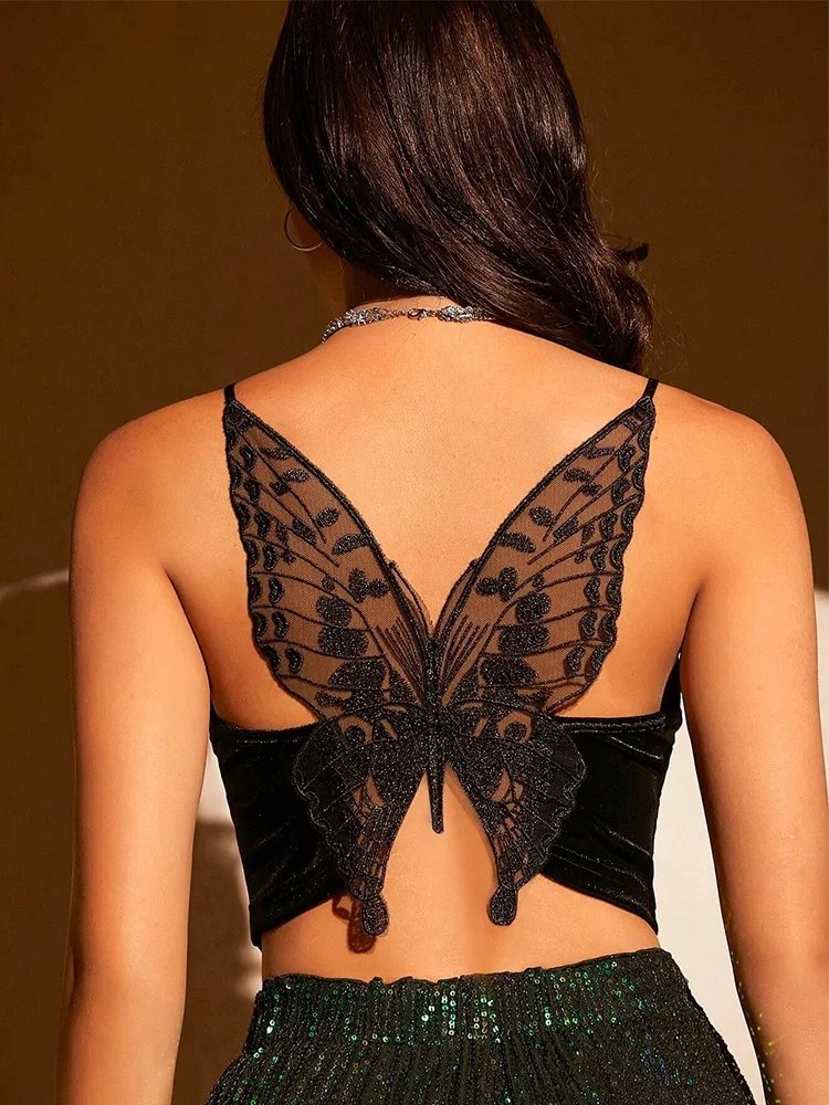 Elegant Butterfly Embroidered Cami Top