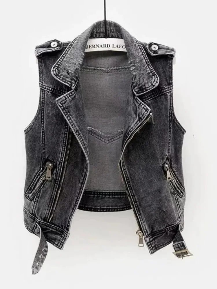 Stylish Gray Denim Vest for Women
