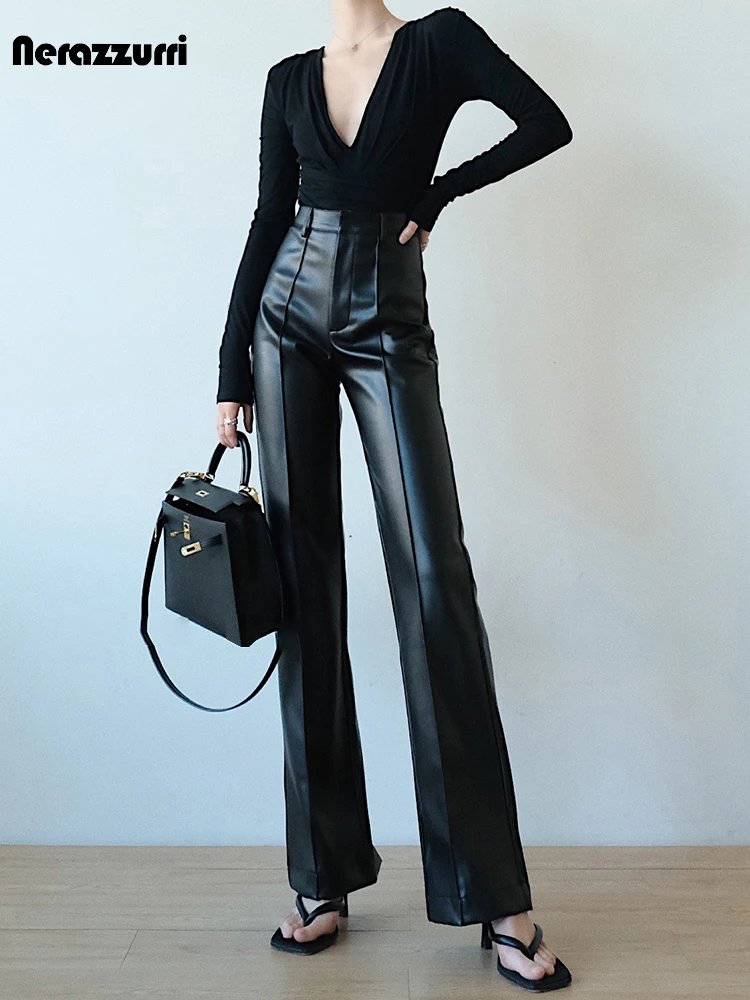 Chic High-Waist Faux Leather Pants