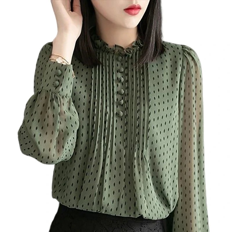 Chic Polka Dot Chiffon Blouse