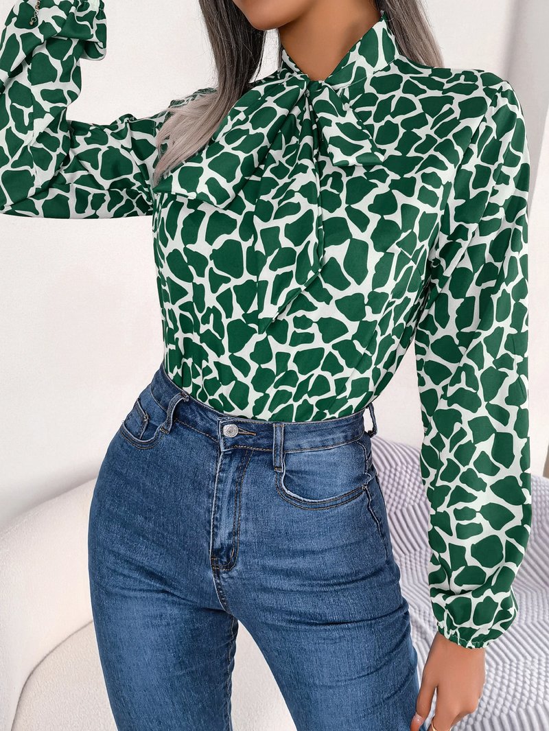 Elegant Color Block Chiffon Blouse