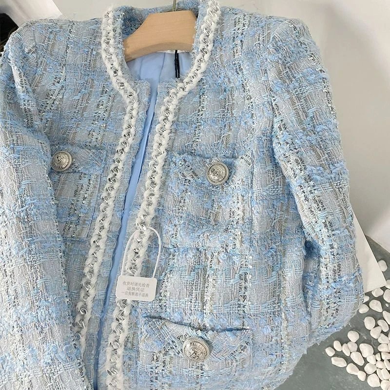Elegant Autumn Tweed Blazer for Women