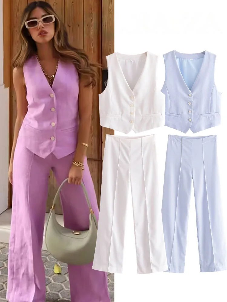 Chic 2-Piece V-Neck Suit Set