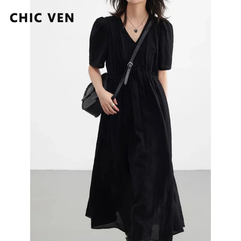 Vintage French Style Puff Sleeve Dress
