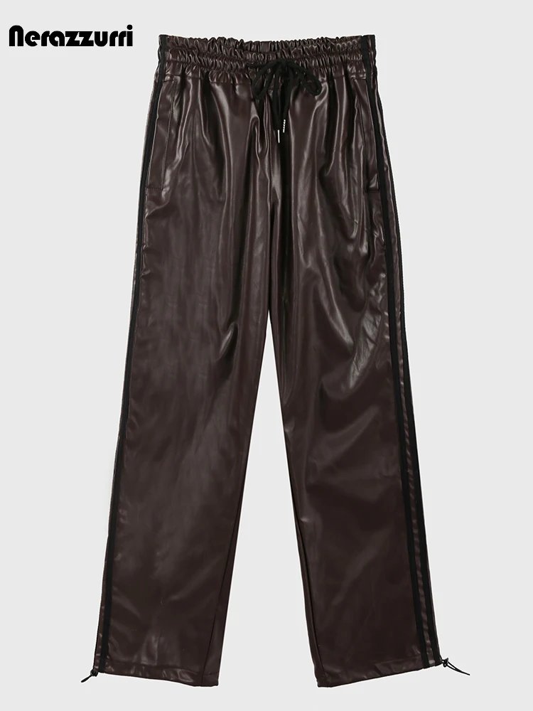 Stylish Black PU Leather Sports Pants