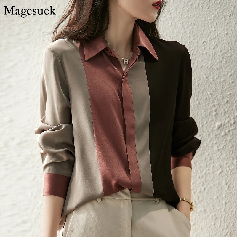 Elegant Satin Button Blouse for Women