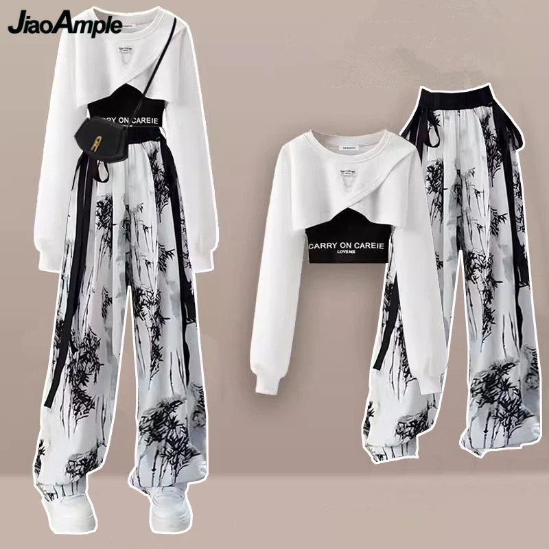 Chic Women's Crop Sweatshirt Set