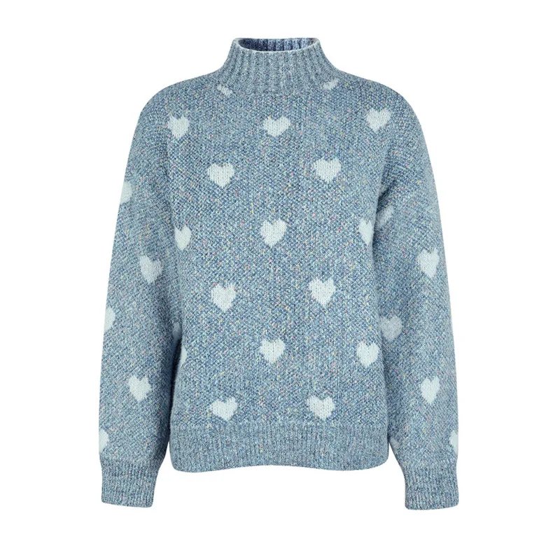 Chic Chenille Heart Print Sweater