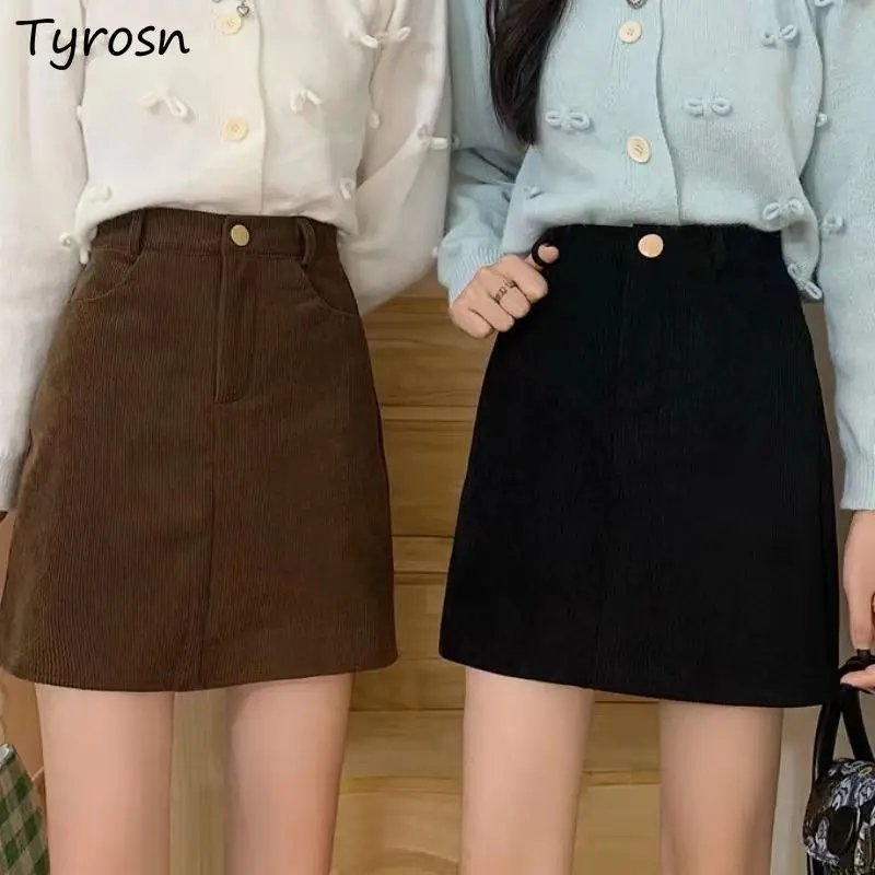 Vintage High Waist Corduroy Skirt
