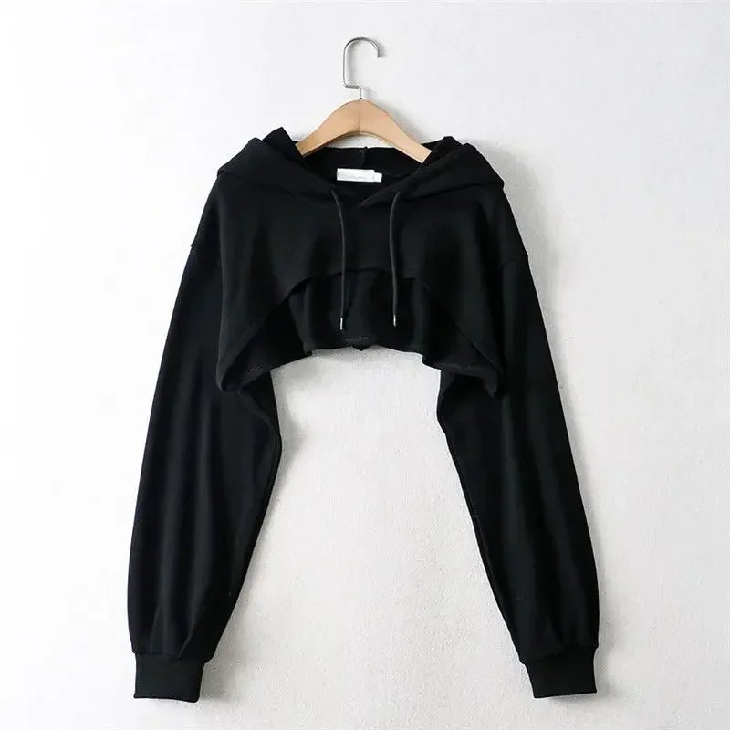 Trendy Irregular Crop Hoodie