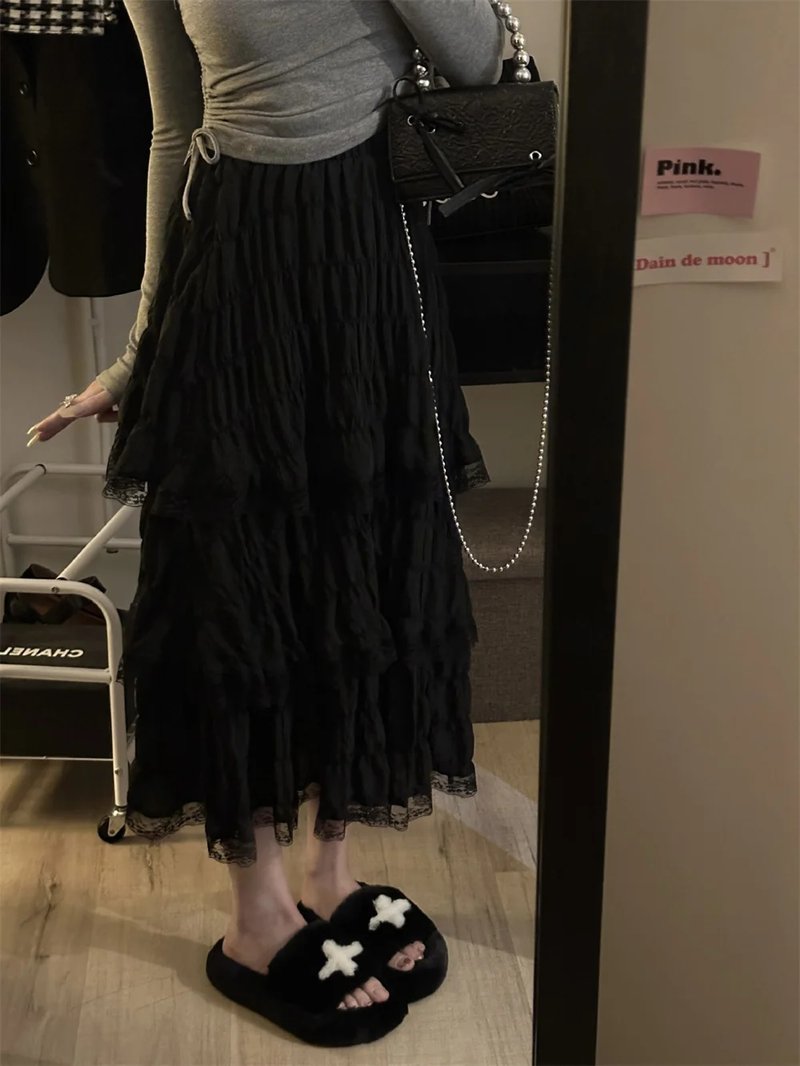 Korean Lace Ruffle Skirt