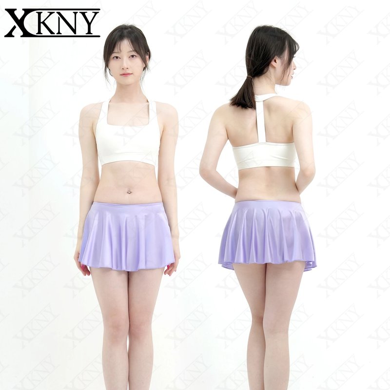 Glossy Satin Pleated Mini Skirt