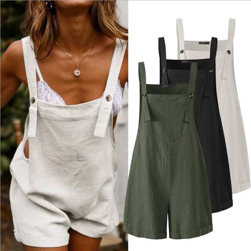Casual Women's Cotton Hemp Jumpsuit