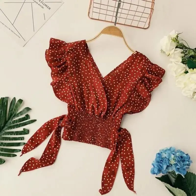 Chic Polka Dot V-Neck Blouse