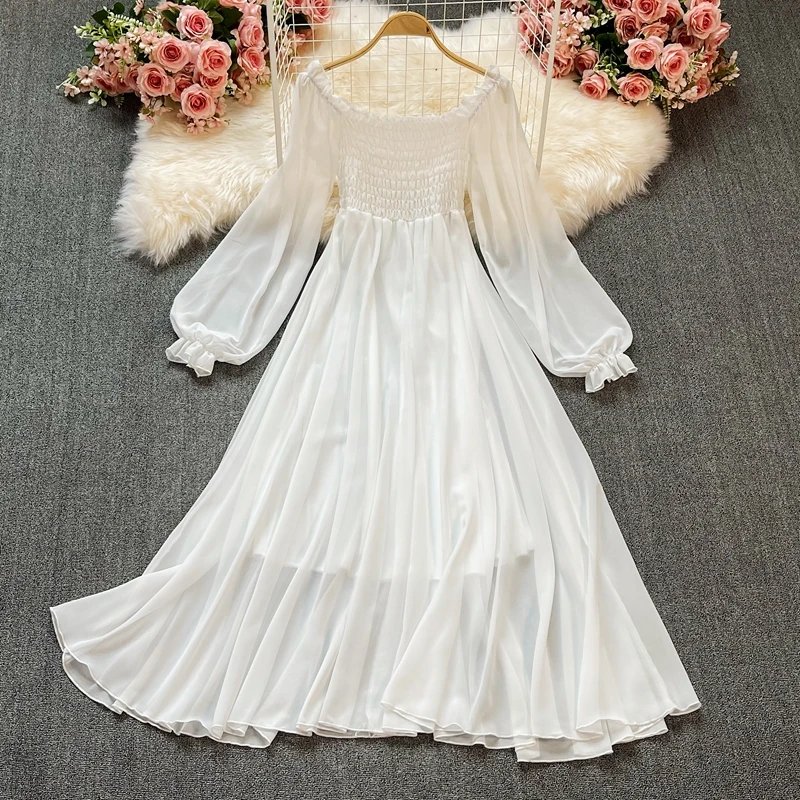 Elegant Off-Shoulder Chiffon Dress