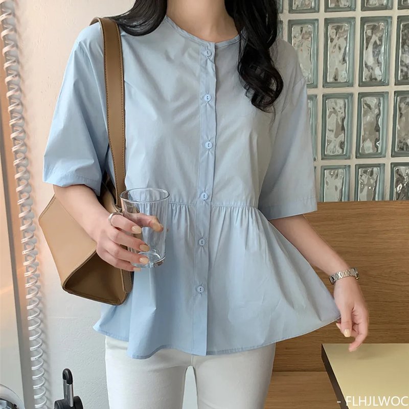 Vintage Peplum Button-Up Top