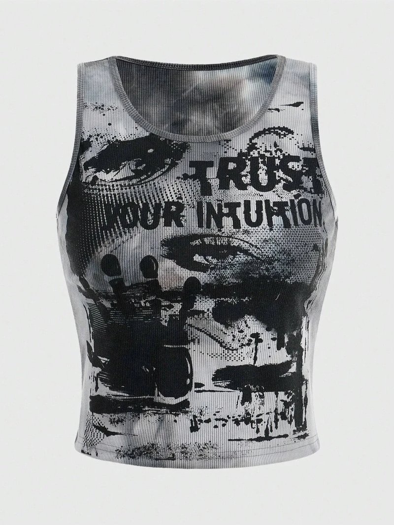 Punk Tie Dye Graphic Tank Top